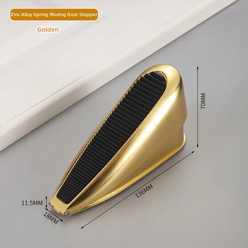 Bluejw Modern Non-Collision Spring Door Stopper - Punch-Free Door Wedge Holder, Non-Slip Thickened Black Rubber, Windproof Moving Door Stops-Tools - Image 1