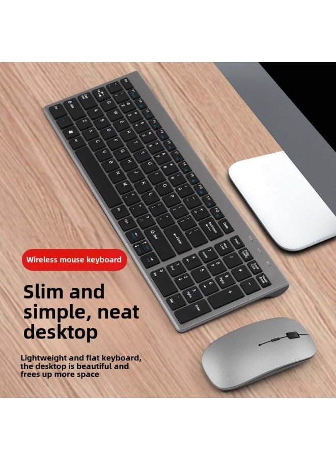 Generic - 109 Three-mode Battery Bluetooth Keyboard Mouse Set Ultra-thin Bluetooth +2.4G Tablet Keyboard Mouse Set With Number Keys-Specifications:109 Three-mode Battery-set-Silver - Image 1