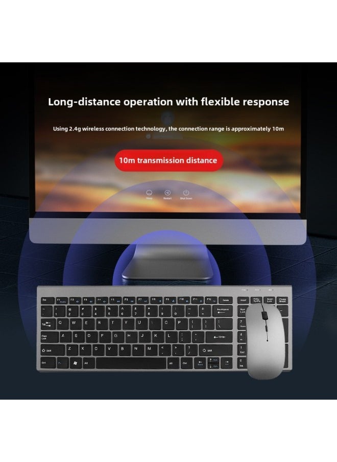 Generic - 109 Three-mode Battery Bluetooth Keyboard Mouse Set Ultra-thin Bluetooth +2.4G Tablet Keyboard Mouse Set With Number Keys-Specifications:109 Three-mode Battery-set-Silver - Image 1