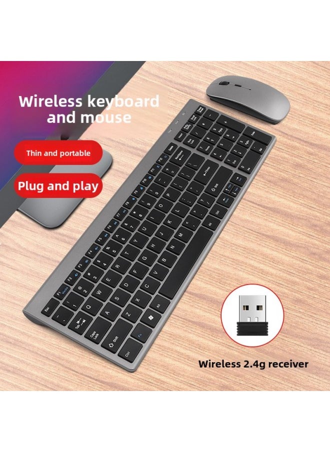 Generic - 109 Three-mode Battery Bluetooth Keyboard Mouse Set Ultra-thin Bluetooth +2.4G Tablet Keyboard Mouse Set With Number Keys-Specifications:109 Three-mode Battery-set-Silver - Image 1