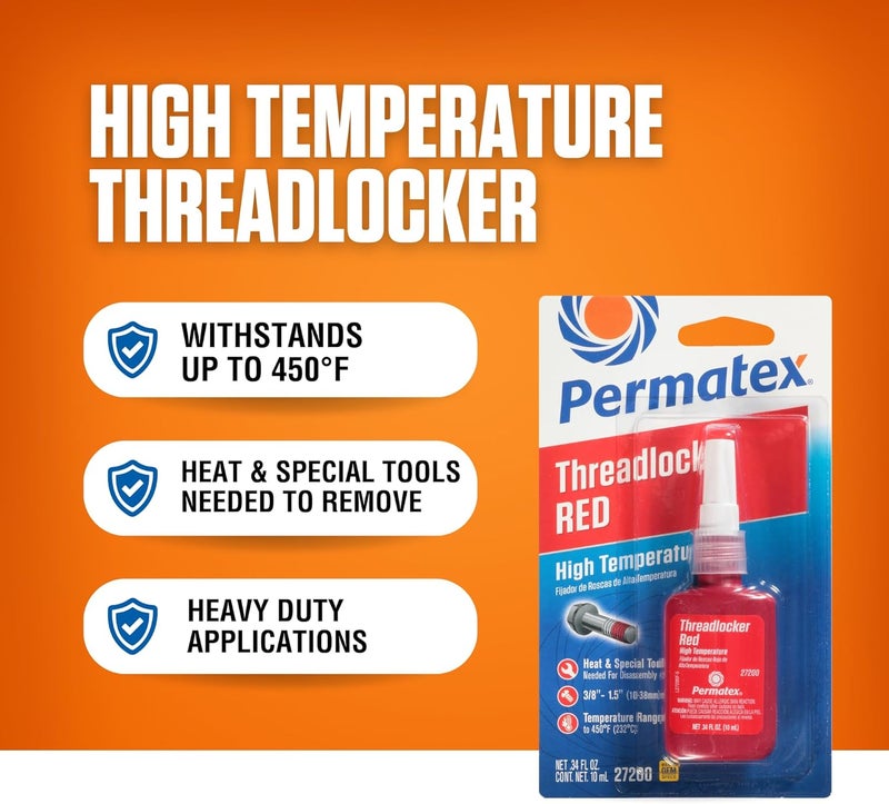 Nan Permatex High Temperature Threadlocker Red - 10 ml for Heavy-Duty Applications - Image 3