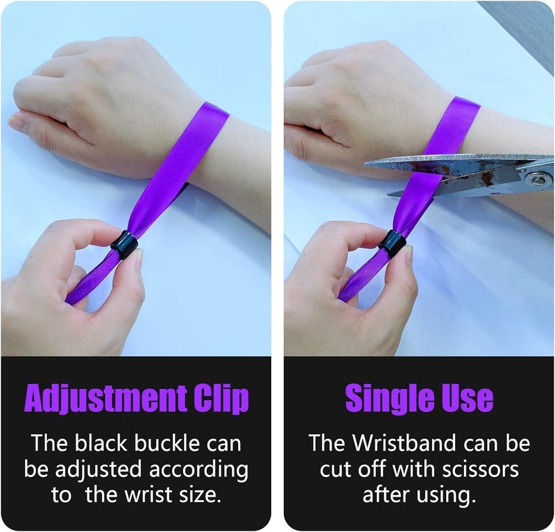 Comflora 100 Pcs Cloth Event Wristband, Disposable Wristbands for Events, Colored Wristbands Events,for Lightweight Concert,Club Entrance Wrist Strap Party Wristband Event (Color : Purple1) - Image 4