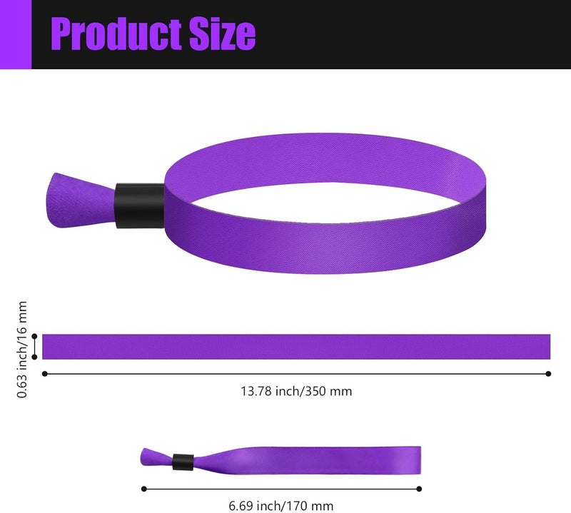 Comflora 100 Pcs Cloth Event Wristband, Disposable Wristbands for Events, Colored Wristbands Events,for Lightweight Concert,Club Entrance Wrist Strap Party Wristband Event (Color : Purple1) - Image 2