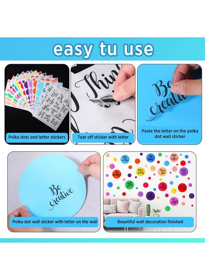 Tallew 576 Pieces Polka Dot Wall Decals Inspirational Wall Sticker For Classroom Kids Colorful Circle Wall Sticker Removable Lettering Positive Saying Sticker For Dance Yoga Gym Nursery(Mixed Color)  - Image 4