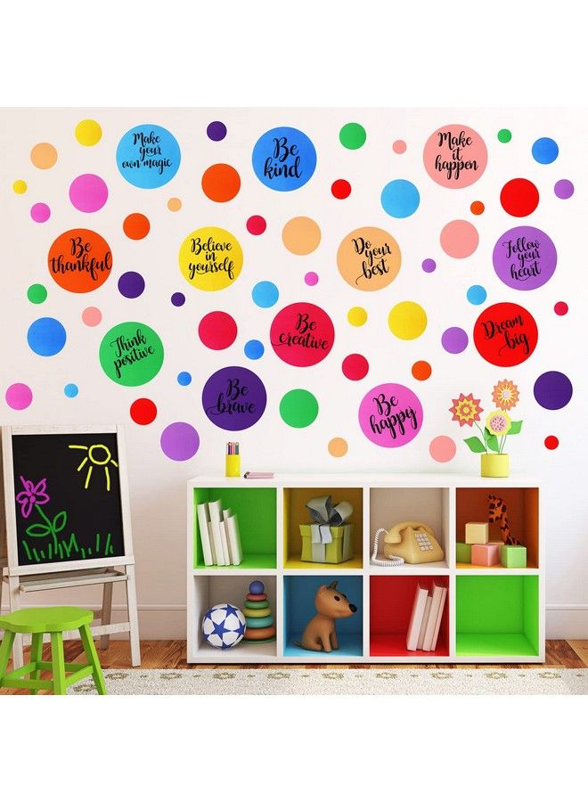 Tallew 576 Pieces Polka Dot Wall Decals Inspirational Wall Sticker For Classroom Kids Colorful Circle Wall Sticker Removable Lettering Positive Saying Sticker For Dance Yoga Gym Nursery(Mixed Color)  - Image 2