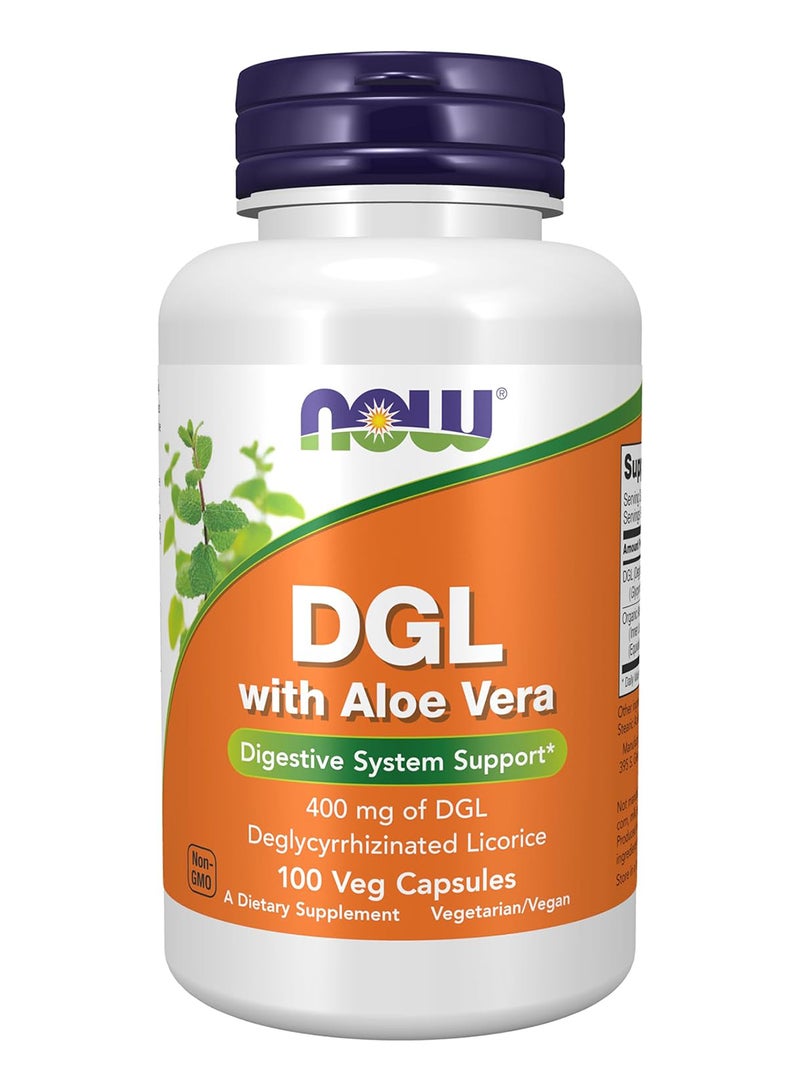 now Foods, Dgl With Aloe Vera, 400 Mg, 100 Veg Capsules  - Image 1