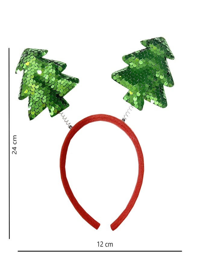 INFISPACE Christmas Sequin Bopper Headband/Santa Hairband Headgear for Adults & Kids (Free Size, Green, 1) - Image 2