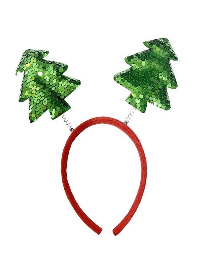 INFISPACE Christmas Sequin Bopper Headband/Santa Hairband Headgear for Adults & Kids (Free Size, Green, 1) - Image 1