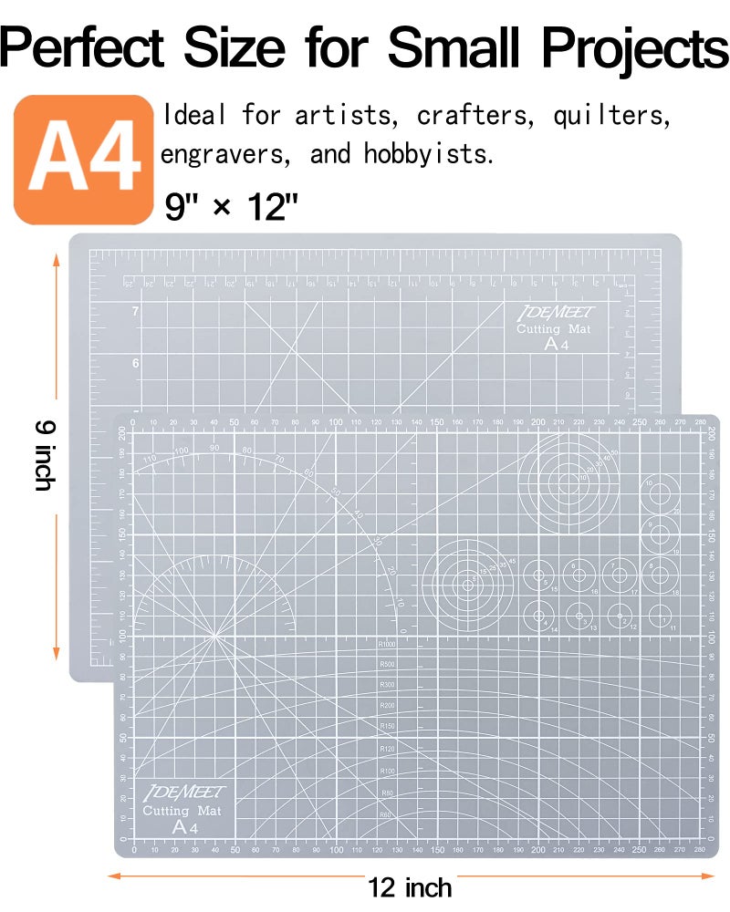 Idemeet Density-upgraded 9"x12" Self Healing Cutting Mat, Idemeet Rotary Sewing Mat for Crafts, 5-Ply Blade Table Protector Cut Board for Fabric Leather Cutting Quilting Modeling Hobby Project, A4, Gray - Image 2