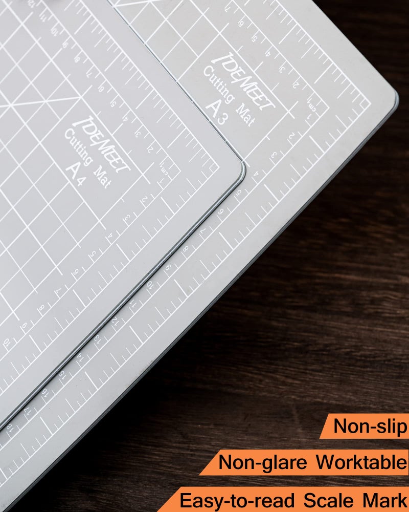 Idemeet Density-upgraded 9"x12" Self Healing Cutting Mat, Idemeet Rotary Sewing Mat for Crafts, 5-Ply Blade Table Protector Cut Board for Fabric Leather Cutting Quilting Modeling Hobby Project, A4, Gray - Image 4