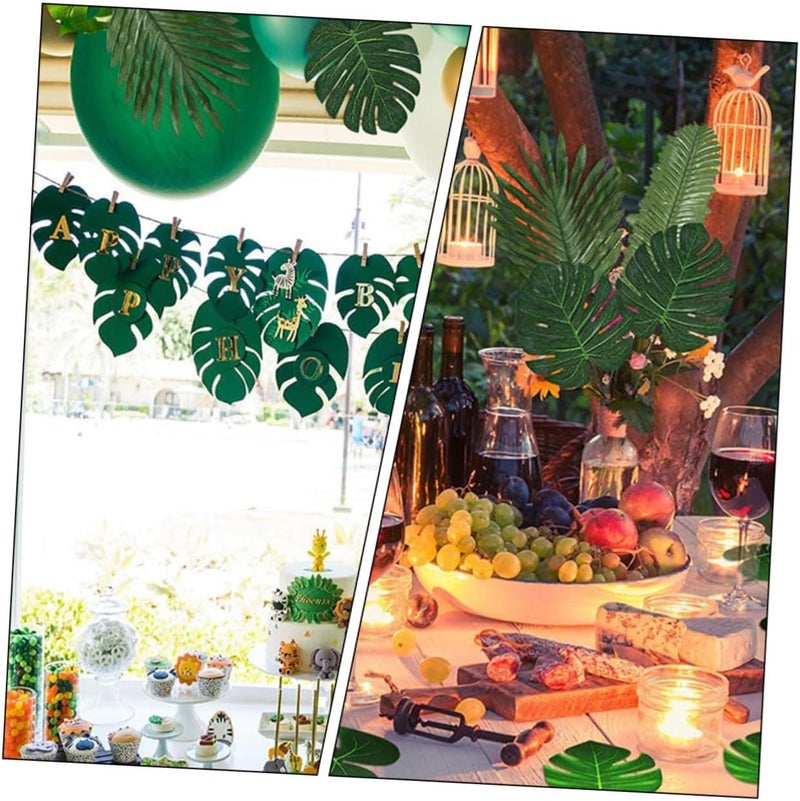 Artificial Monstera and Palm Leaves Set, 66pcs Simulation Tropical Foliage, Sturdy Faux Greenery for Wedding, Birthday, Home Party Decor and Photo Props - Image 4