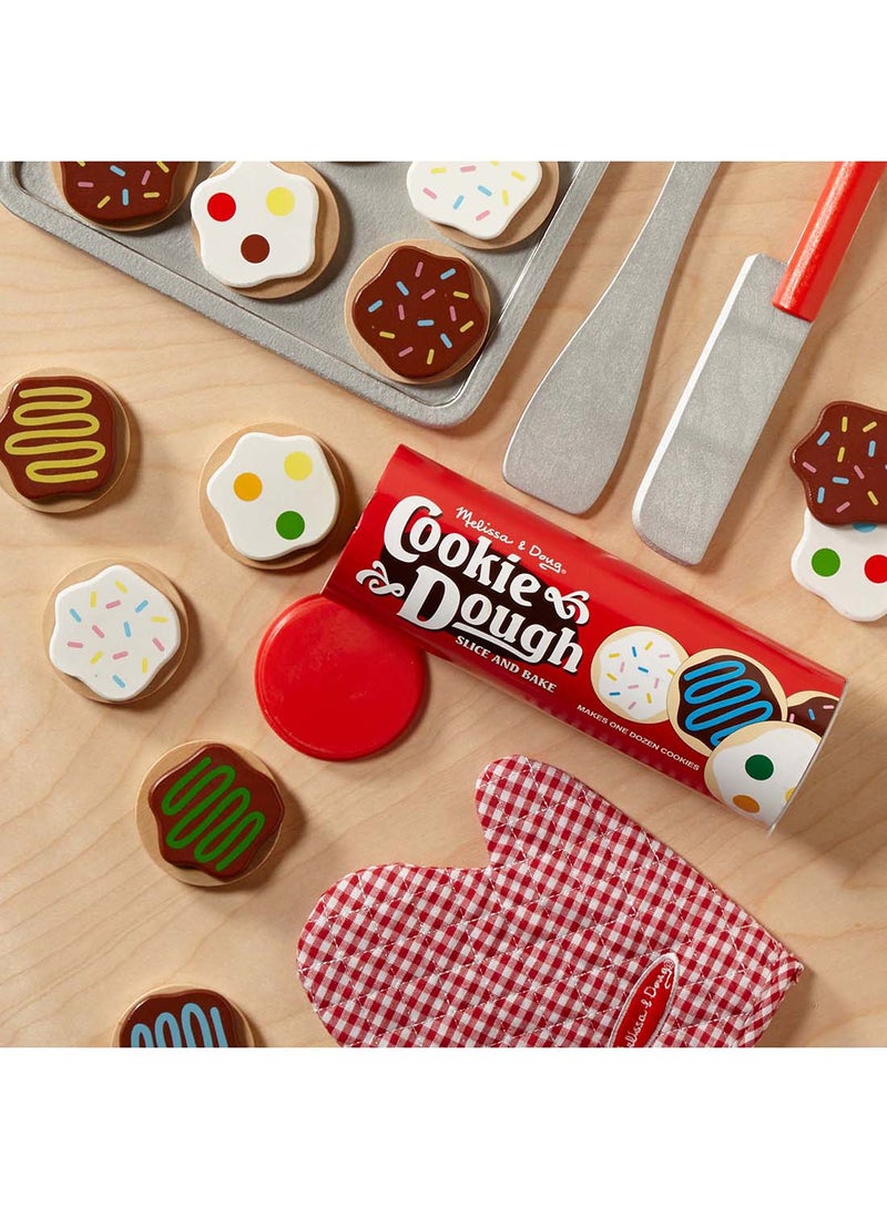 Melissa & Doug Slice and Bake Wooden Cookie Play Food Set Pretend Cookies And Baking Sheet, Wooden Play Food Set, Toy Baking Set For Kids Ages 3+ - Image 4