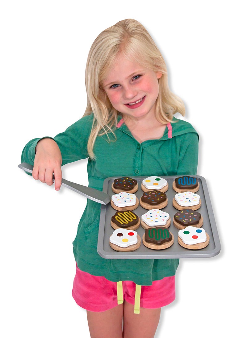 Melissa & Doug Slice and Bake Wooden Cookie Play Food Set Pretend Cookies And Baking Sheet, Wooden Play Food Set, Toy Baking Set For Kids Ages 3+ - Image 5