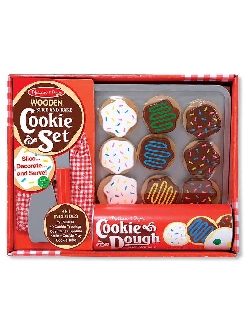 Melissa & Doug Slice and Bake Wooden Cookie Play Food Set Pretend Cookies And Baking Sheet, Wooden Play Food Set, Toy Baking Set For Kids Ages 3+ - Image 1