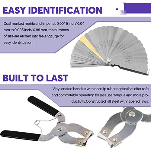 Swpeet 4Pcs 3 Inch Piston Ring Compressor and Adjustable Piston Installation Tool Installer Removal Pliers with Wrench and Stainless Steel Feeler Gauge Assortment Kit for Car Engine - Image 5