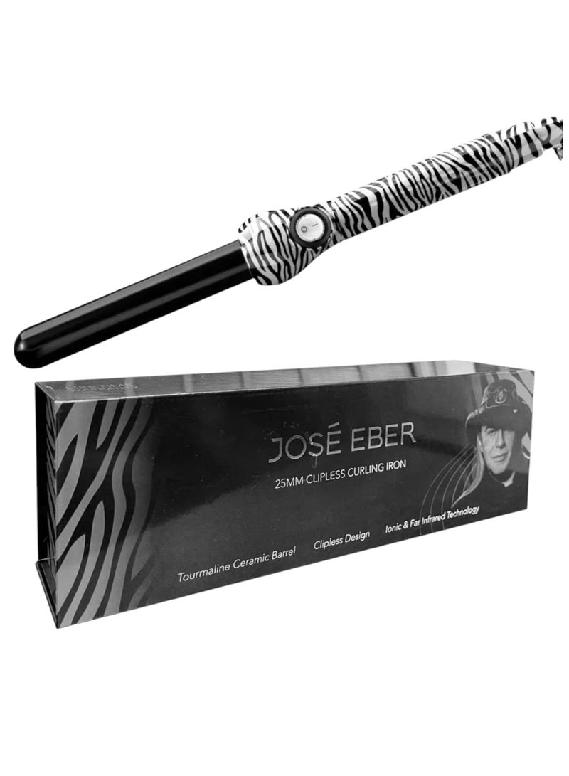 Jose Eber Clipless Curling Iron, Black Zebra 25mm - Image 1