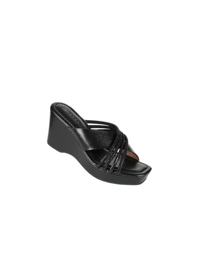 ZAYNA 221-194 Zayna Ladies Wedge Heel Sandals 2B2531-7 Black