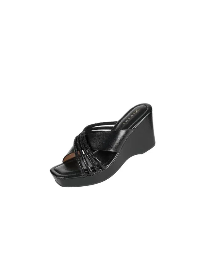 ZAYNA 221-194 Zayna Ladies Wedge Heel Sandals 2B2531-7 Black