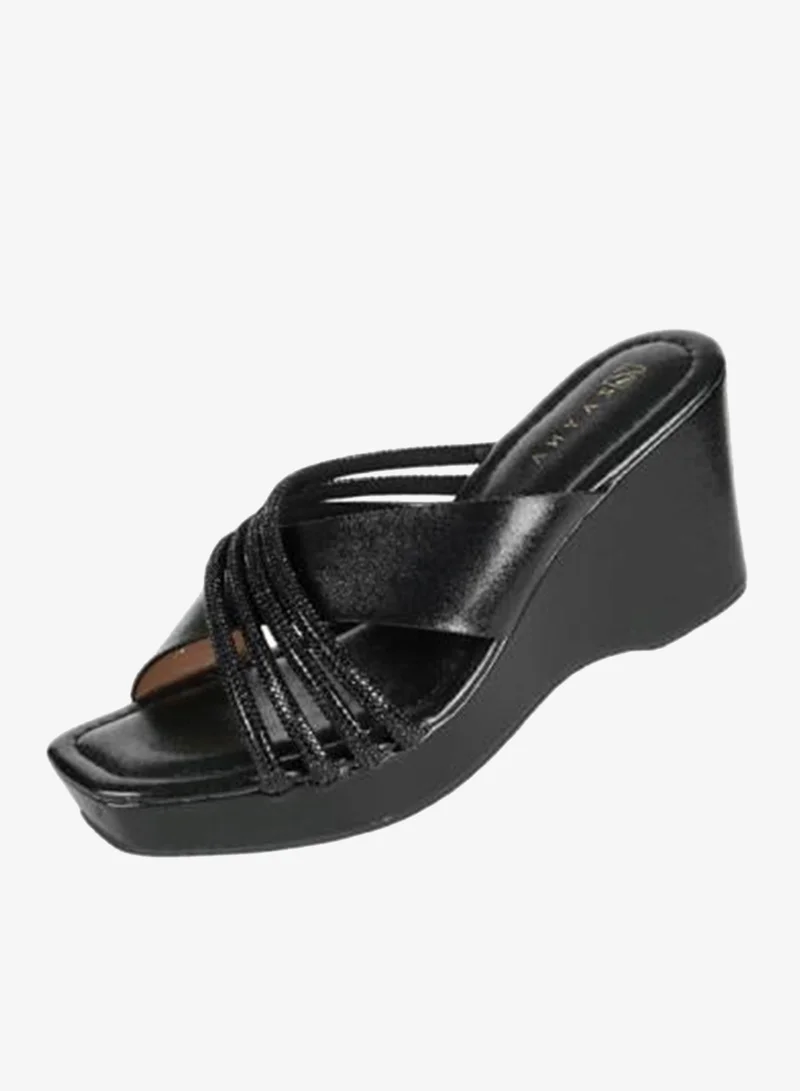 ZAYNA 221-194 Zayna Ladies Wedge Heel Sandals 2B2531-7 Black