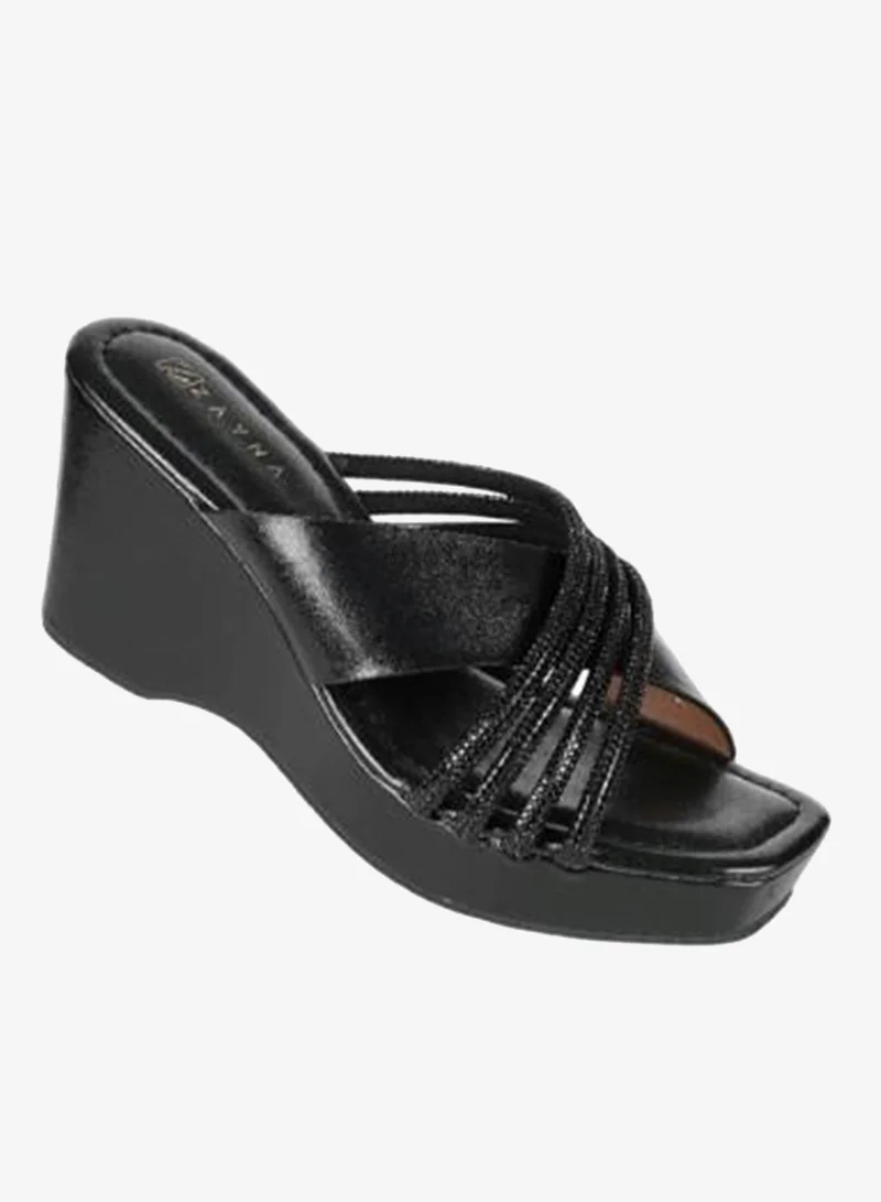 ZAYNA 221-194 Zayna Ladies Wedge Heel Sandals 2B2531-7 Black