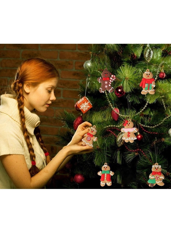 kockuu 12pcs Gingerbread Man Ornaments for Christmas Tree, Assorted Gingerbread Figurines Ornaments, Christmas Tree Hanging Decorations, 3 Inch Tall - Image 3
