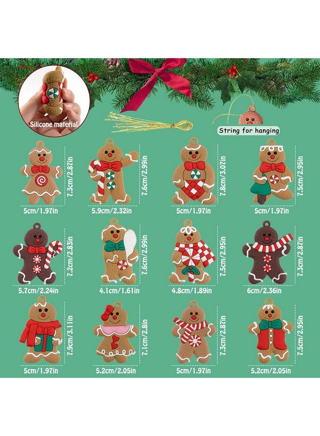 kockuu 12pcs Gingerbread Man Ornaments for Christmas Tree, Assorted Gingerbread Figurines Ornaments, Christmas Tree Hanging Decorations, 3 Inch Tall - Image 5