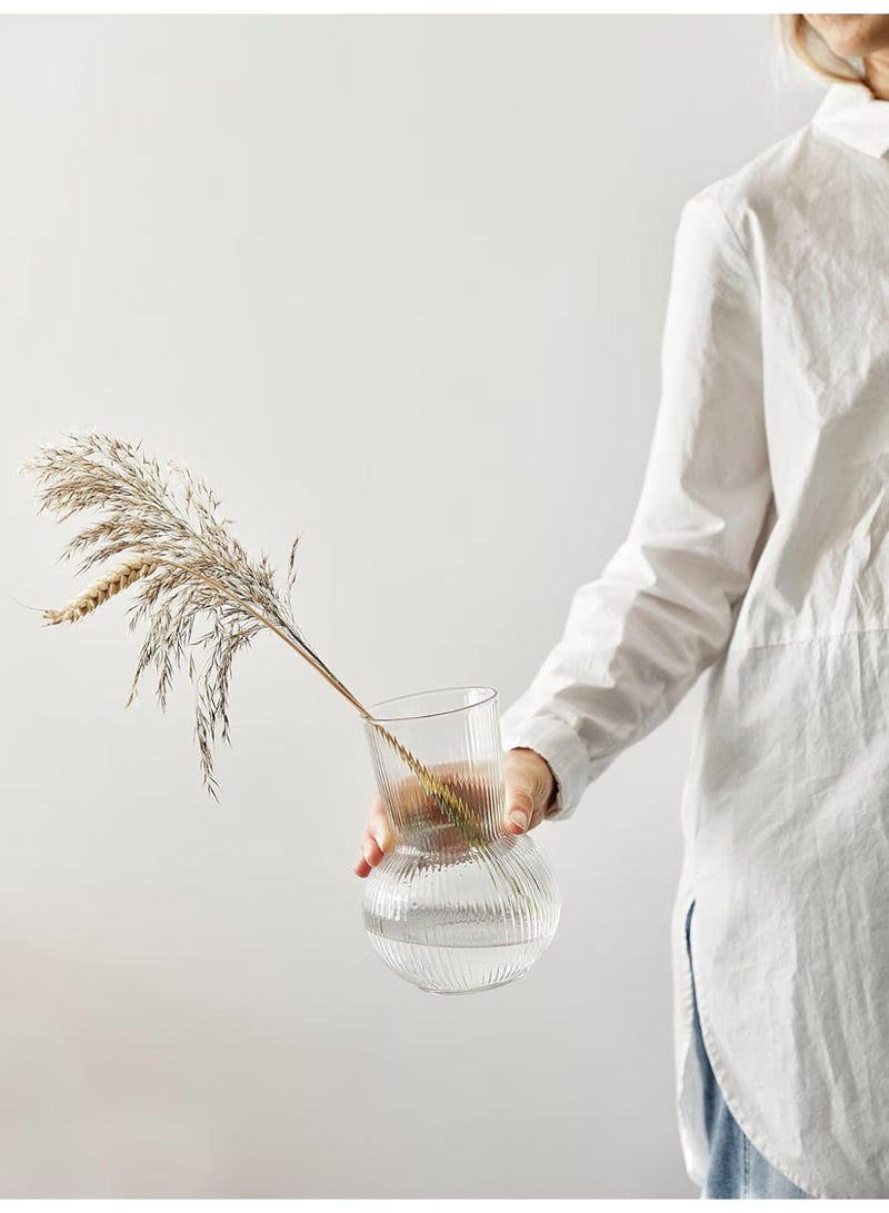 Transparent Modern Flower Vase – Stylish and Elegant Glass Vase for Home, Living Room, Bedroom, or Office, Perfect for Fresh or Artificial Flower Arrangements, 17cm - Image 2