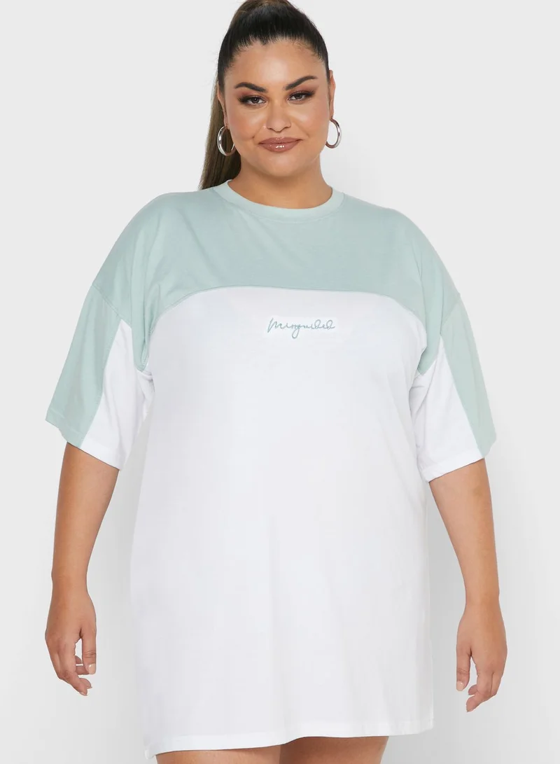 Missguided Curve Color Block T-Shirt Dress