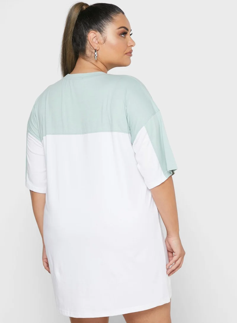 Missguided Curve Color Block T-Shirt Dress