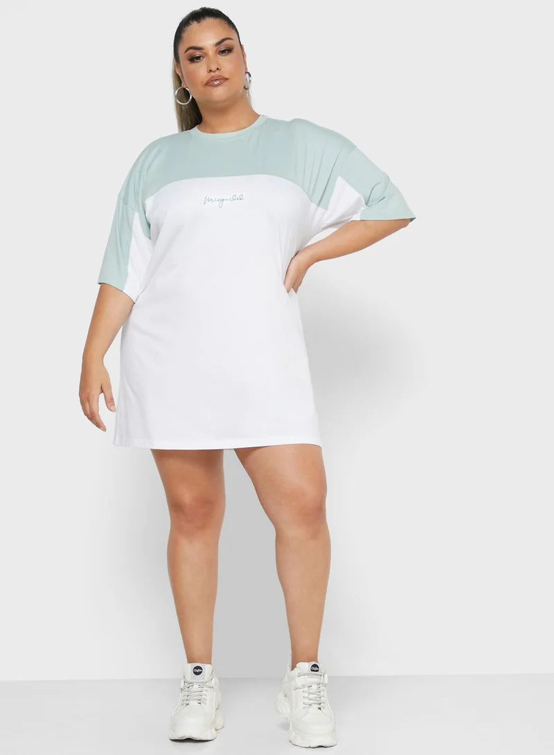 Missguided Curve Color Block T-Shirt Dress