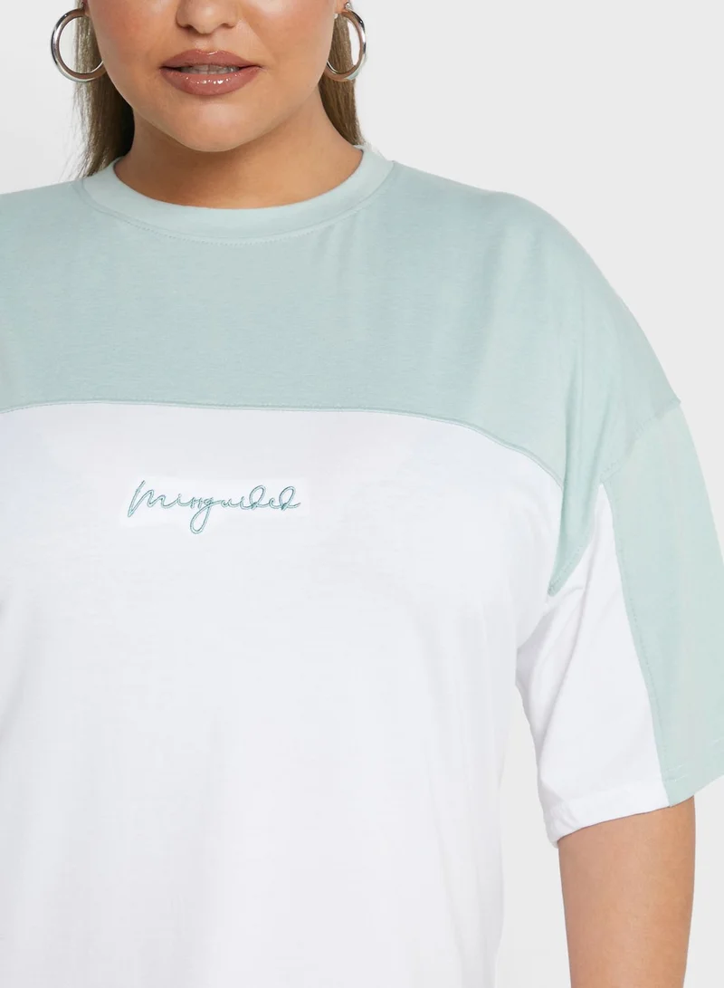 Missguided Curve Color Block T-Shirt Dress