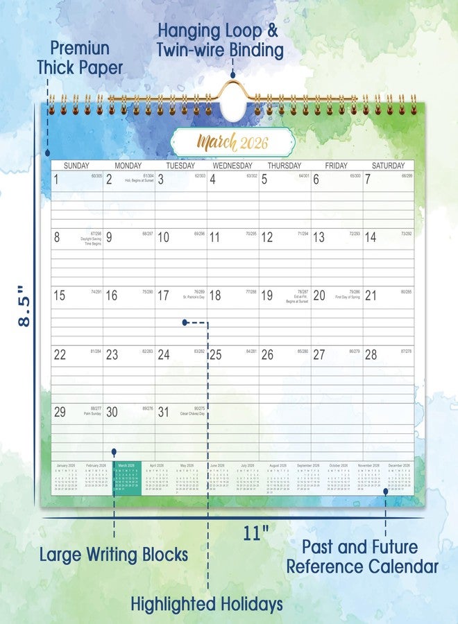 MaaIbok 2026 Calendar - 2026 Wall Calendar 12 Months, from Jan.2026 - Dec.2026, Calendar 2026, Monthly Calendar with Julian Date, 11 x 8.5 in, Twin-Wire Binding, Great for Hanging on The Wall, Color Design - Image 3