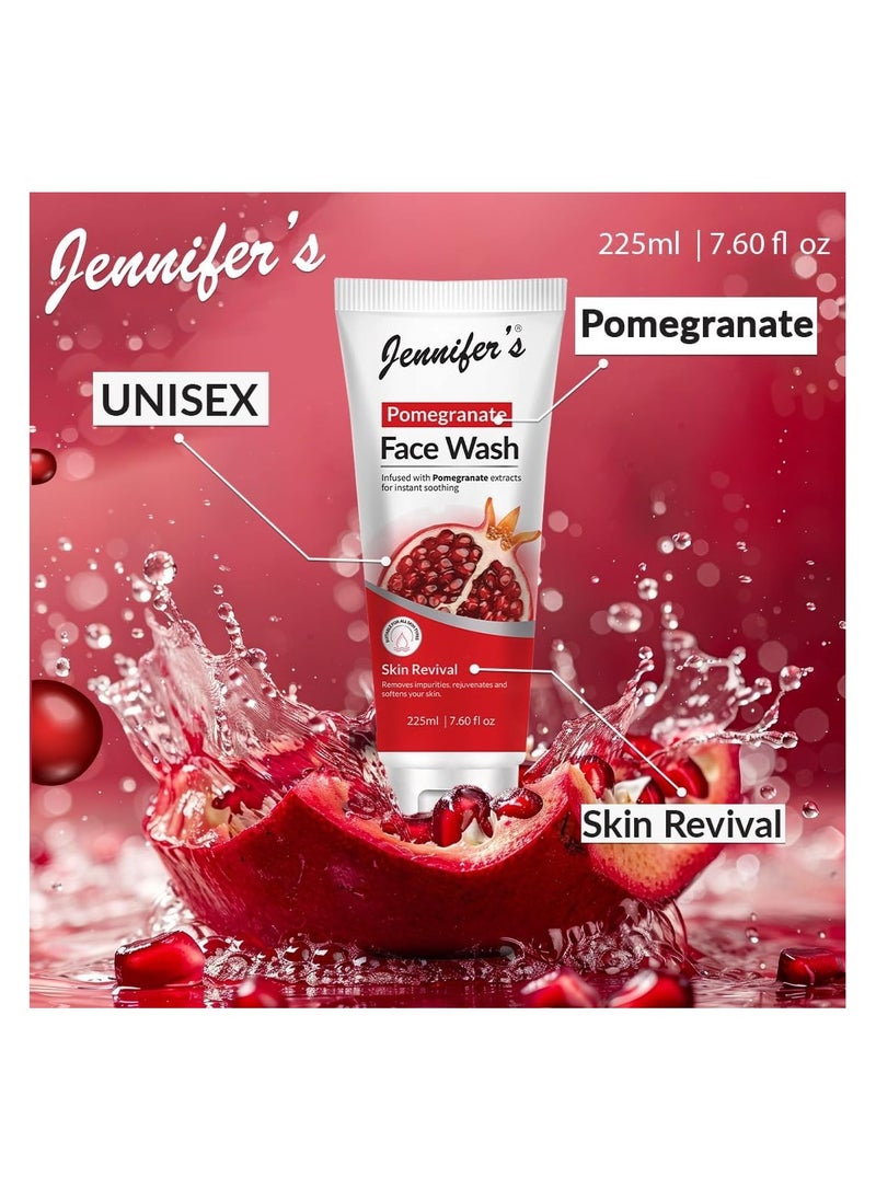 Jennifer's Face Wash Pomegranate 225 ML - Infused with Pomegranate extracts for instant soothing,skin revival,removes impurities,rejuvenates and softens your skin,all skin type - pzsku/Z33EFA5DC86B242E1E385Z/45/_/1732259924/fd290cd4-c638-4bde-b6f2-4624366a7259