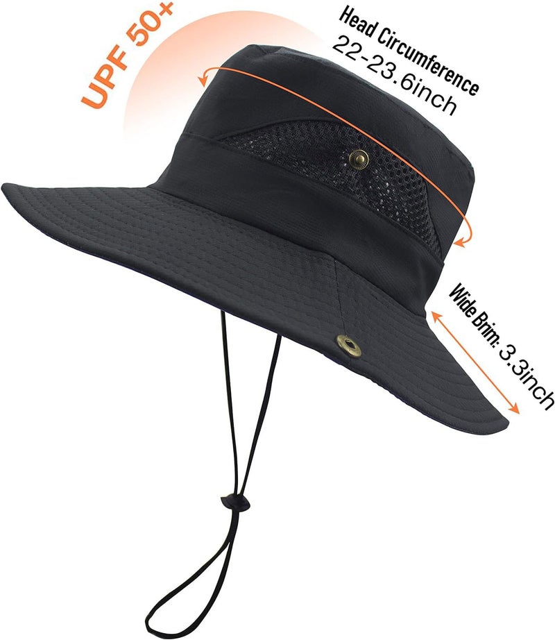 Massmot Polyester Sun Hat For Men, Wide Brim Summer Protection Cap, Round Cap For Men, Beach Fishing Hat For Hiking, Fishing, Gardning, Travel (Black),Free Size - Image 2