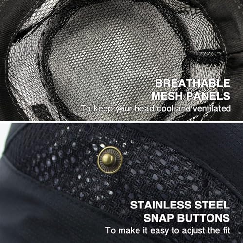 Massmot Polyester Sun Hat For Men, Wide Brim Summer Protection Cap, Round Cap For Men, Beach Fishing Hat For Hiking, Fishing, Gardning, Travel (Black),Free Size - Image 4