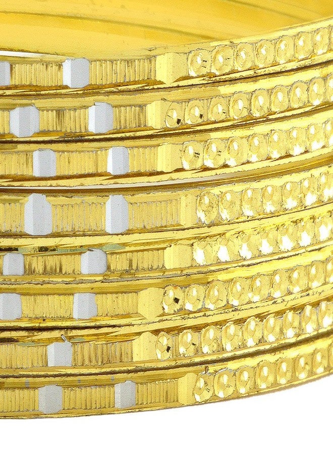 ZIVOM® Designer 22K Gold Plated Rhodium Metal Brass Chuda Kada Bangle For Women - Set of 8 - Image 3