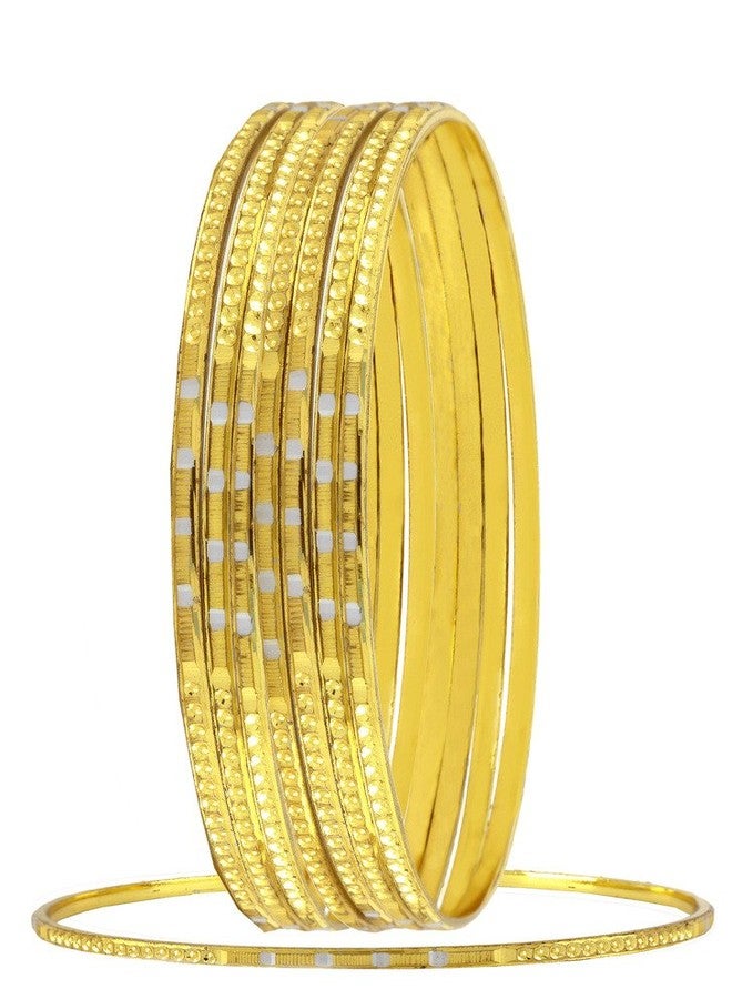 ZIVOM® Designer 22K Gold Plated Rhodium Metal Brass Chuda Kada Bangle For Women - Set of 8 - Image 1