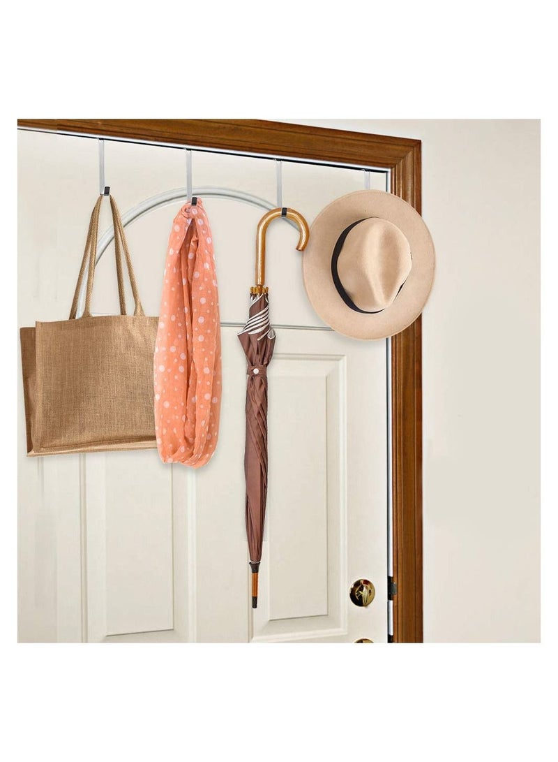 SYOSI 12 Pcs Adjustable Over The Door Hooks, Heavy Duty Stainless Steel Door Hanger and Door Hooks for Living Room, Bathroom, Bedroom, Hanging Keys, Hats,Towels, Coats and Handbags  - Image 4