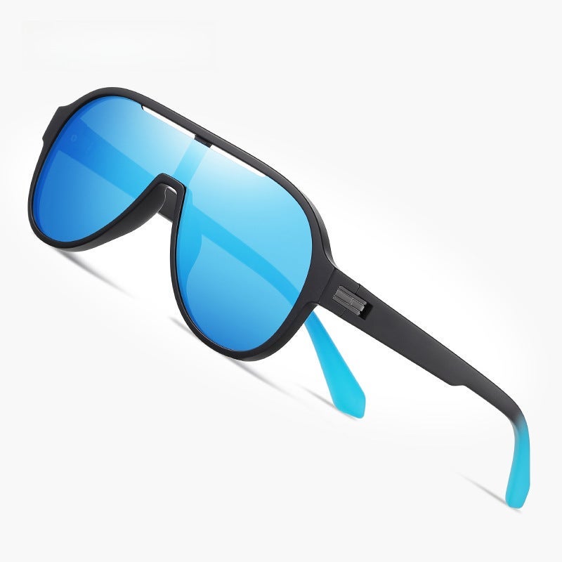 Fashion TR7546 Oversized Sunglasses Polarized Matte Black Blue Film C04-P35 - Image 3
