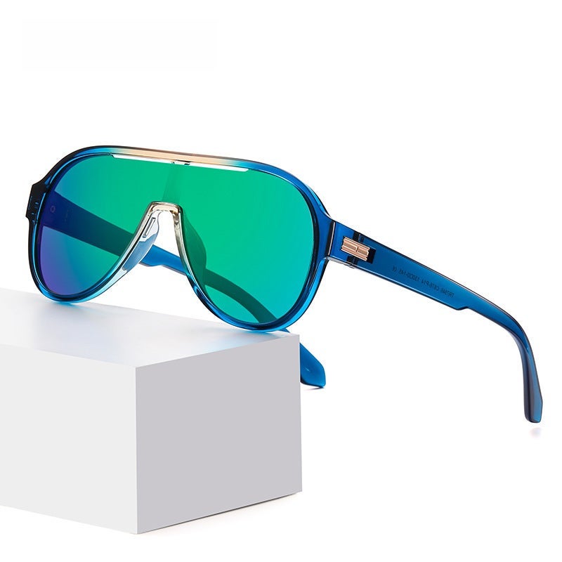 Fashion TR7546 Oversized Sunglasses Polarized Matte Black Blue Film C04-P35 - Image 4
