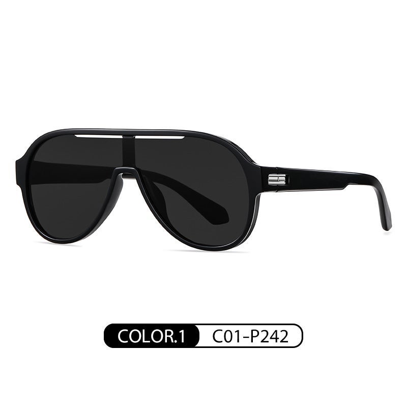 Fashion TR7546 Oversized Sunglasses Polarized Matte Black Blue Film C04-P35 - Image 2