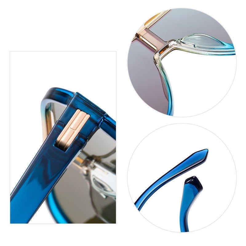 Fashion TR7546 Oversized Sunglasses Polarized Matte Black Blue Film C04-P35 - Image 5