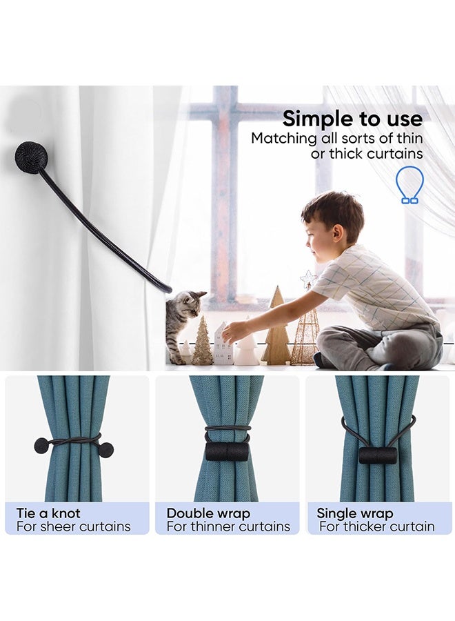 واي جيه مشابك برباط ستارة مغناطيسية ، 2 قطعة تثبيت الستائر ، أربطة الستائر مع مغناطيس أكبر مطور ، تثبيت ستارة مغناطيسية مزخرفة لمعالجة التعتيم / النوافذ الشفافة ، مكتب منزلي ، أسود - Image 5