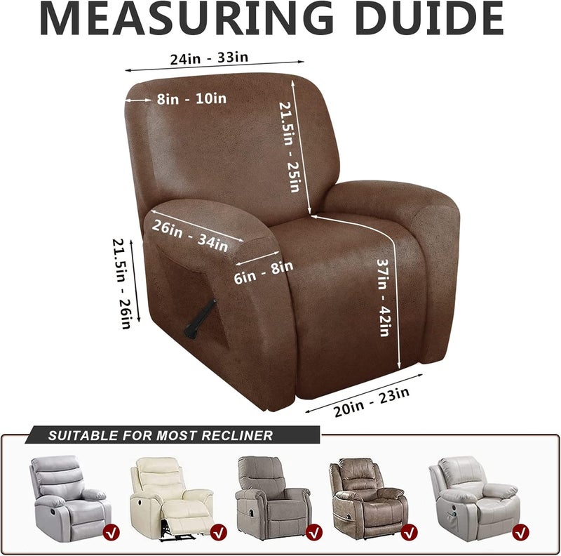 molasofa Leather Like Recliner Chair Covers - Large Lazy Boy Recliner Chair Covers for Reclining Chair 4 Pieces Washable Recliner Slip Covers That Stay in Place (Brown) - Image 2