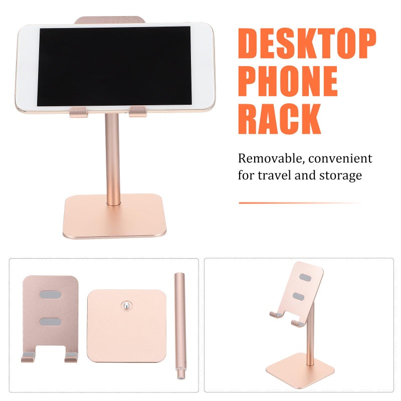 Gold Metal Adjustable Phone Tablet Stand Height Lift Stable Desktop Holder - Image 4