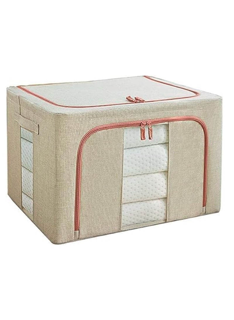 إيباسكت شنطة تخزين بقوائم معدن شنطة تخزين بسعة100 لتر لتخزين كافة الملابس والبطاطين والمفروشات مصنوعة من خامات عالية الجودة لضمان الاستخدام اطول مدة ممكنة(بيج) - Image 2