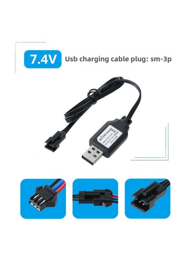 14500 Lithium Battery For Electric Remote Control Toy 3.7vusb Charging Cable Charging Set Remote Control Car Toy Accessories-Color:7.4V Charging Cable SM-3P  - Image 1