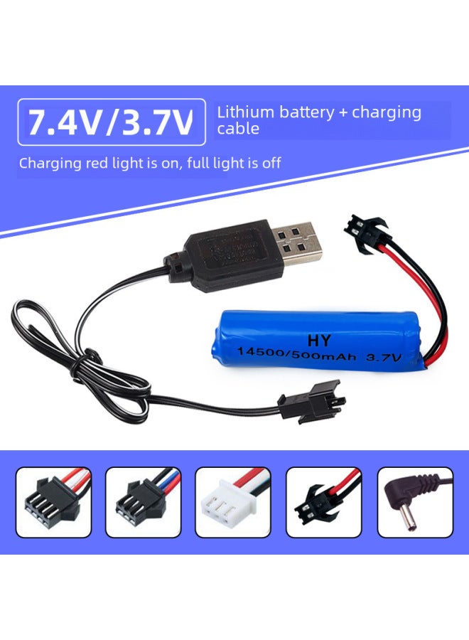 14500 Lithium Battery For Electric Remote Control Toy 3.7vusb Charging Cable Charging Set Remote Control Car Toy Accessories-Color:7.4V Charging Cable SM-3P  - Image 2