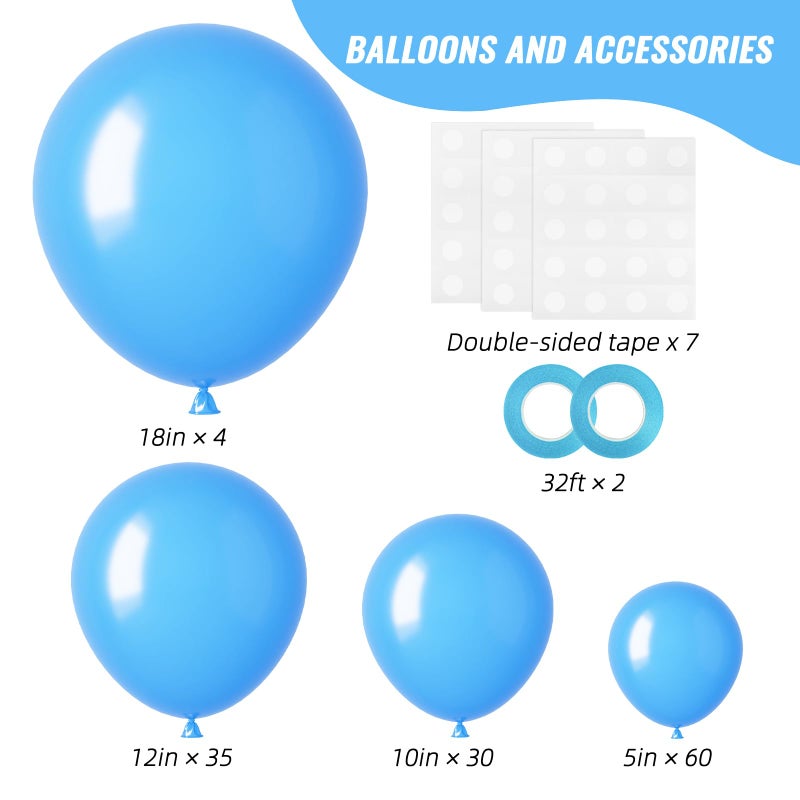 RUBFAC 129pcs Light Blue Balloons Different Sizes 18 12 10 5 Inch for Garland Arch, Sky Blue Balloons for Birthday Gender Reveal Baby Shower Party Decoration - Image 2