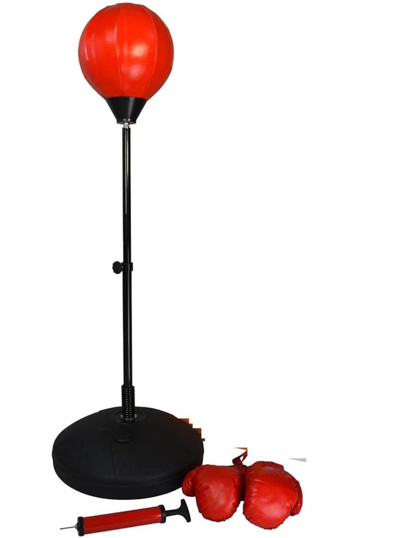 Vitacelli Premium Red Colour Free Standing Punch Bag with Gloves for Adults, Speed Ball Boxing for Adult, 126-146cm Adjustable Height can Filled with Water or Sand  - Image 2